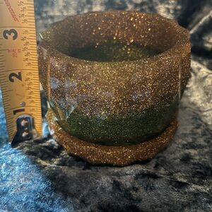 Glittery Gold and Green Plant Holder